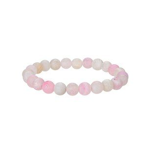 Light Pink Frosted Agate Gemstone Bracelets 8mm